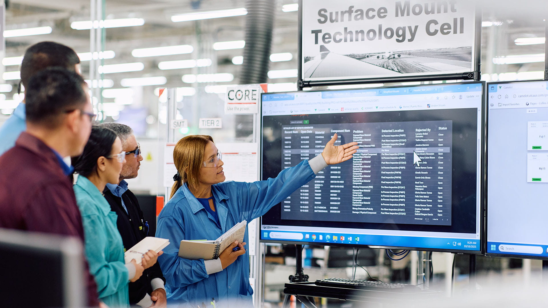 workers in front of a display